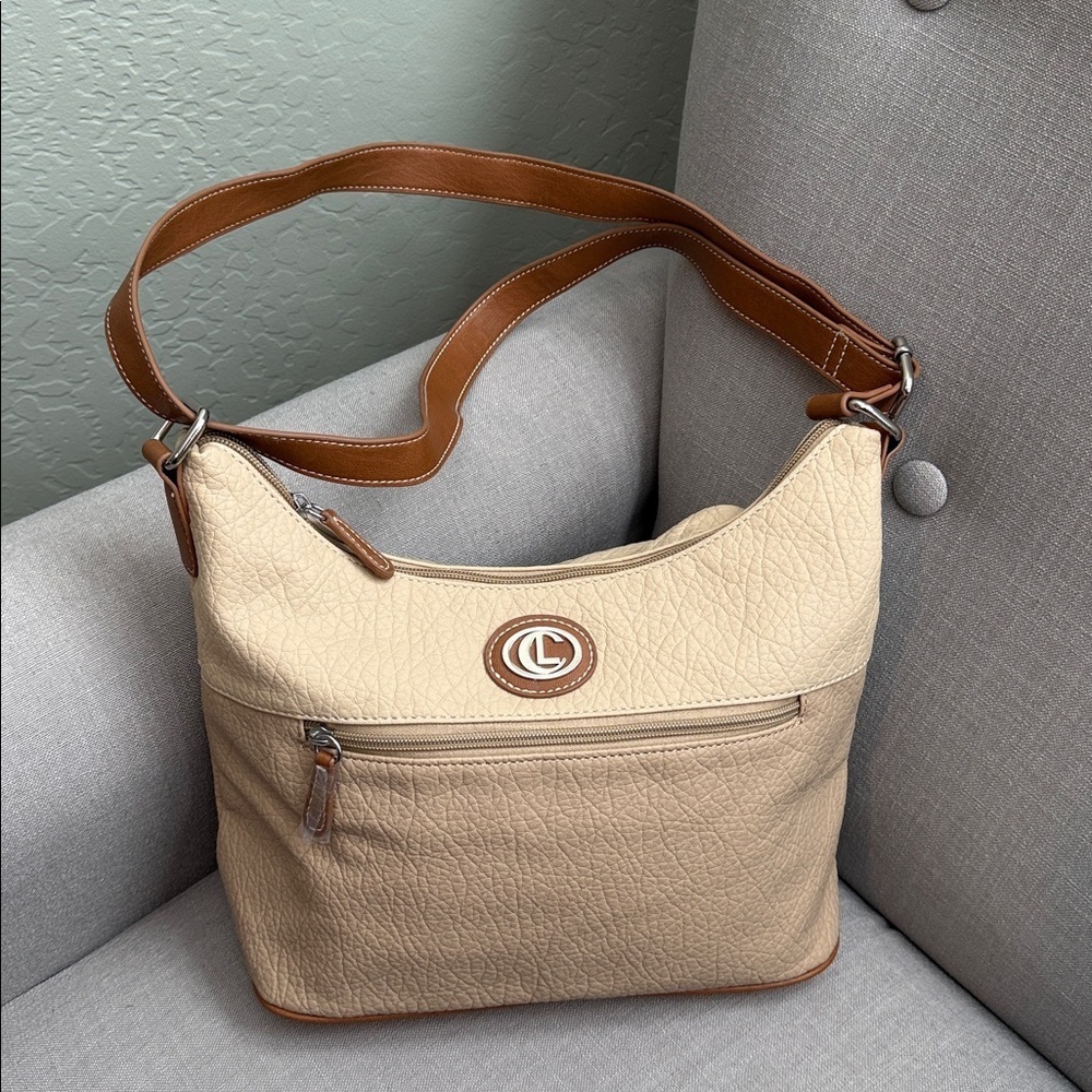 CL- Cream and Brown Shoulder Bag